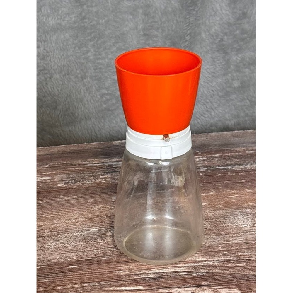 Vintage Federal Housewares Glass Jar Nut Grinder Chopper Orange Top